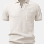 Waffle Johnny Collar Polo With Pocket & Slim Fit Tapered Trousers