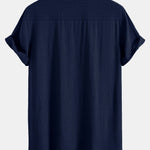 Linen Rayon Blend Pocket Utility Shirt & Crinkled Textured Drawstring Shorts