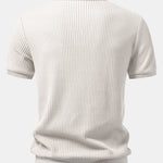 Waffle Johnny Collar Polo With Pocket & Drawstring Knitted Waffle Shorts