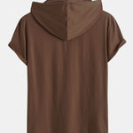 Short Sleeve Henley Hooded T-Shirt
