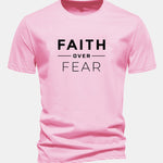 Regular Fit Faith Over Fear Print Cotton T-Shirt