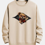 Halloween Zipper Evil Bear Print Relax Fit Sweatshirt
