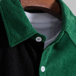 Men's Patchwork Corduroy Short-sleeve Shirt