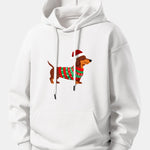 Christmas Dachshund Print Relax Fit Hoodie