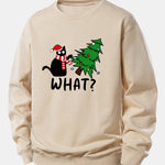 Christmas Naughty Cat Print Relax Fit Sweatshirt