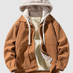 Men's Corduroy Fleece-lined Fake Two-Pocket Hooded Jacket