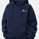 Men Print Drawstring Hoodie & Jogger Pants