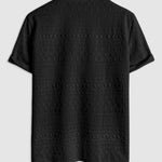 Geometric Retro Jacquard Polo + Casual Shorts 2-piece set-BLACK