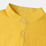 Men's Cotton Linen Textured Half Placket Short Sleeve Shirt