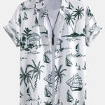 Island Sailing Print Button Up Shirt