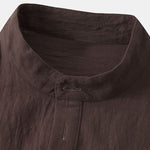Men's Cotton Linen Textured Half Placket Short Sleeve Shirt