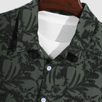 Men's Cuban Collar Floral Casual Buttoned Long Sleeve Shirt