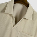 Men's Corduroy Single Pocket Casual V-Neck POLO