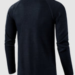 Men's lapel half-button waffle long-sleeved Polo