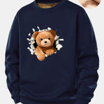 Teddy Bear Print Teddy Fleece Lined Sweatshirt