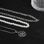 Retro Compass Multi-Layered Pendant Necklace 3Pcs/set