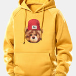 Los Angeles Bear Print Drawstring Hoodie