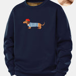 French Dachshund Print Teddy Fleece Lined Sweatshirt
