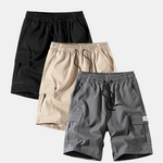 3 Pieces Solid Color Cargo Drawstring Shorts