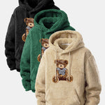 3 Pieces Bear Embroidered Patch Teddy Hoodie