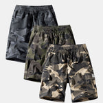 3 Pieces Camouflage Drawstring Cargo Shorts