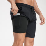 2 In 1 Solid Color Drawstring Swim Shorts