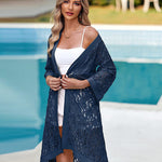 Zeagoo Women Lace Crochet Coverups Open Front Cardigan Sheer Cover Up 3/4 Sleeve Kimono (US Only)