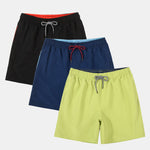 3 Pieces Contrast Waistband Swim Shorts