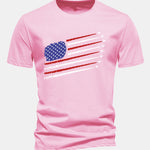 Regular Fit Fighter Jets American Flag Print Cotton T-Shirt
