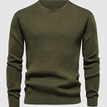 Men's waffle texture solid color casual sweatshirt