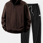 Quarter Zip Corduroy Raglan Sleeve Sweatshirt & Straight Leg Corduroy Pants