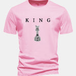 Regular Fit King Chess Print Cotton T-Shirt
