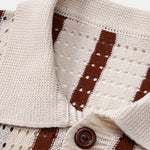 Stripe Eyelet Knitted Shirt
