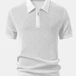 Eyelet Zip Up Knit Polo Shirt