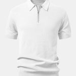 Textured Zip Up Knit Polo Shirt