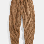 Relax Fit Checkerboard Kangaroo Pocket Teddy Hoodie & Jogger Pants