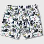 Palm Tree Sailboat Print Swim Shorts