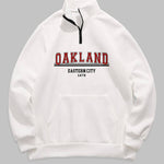 Men's "OSAKLAND" letter print quarter-zip stand collar sweatshirt