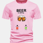 Regular Fit Beer Is Calling Print Cotton T-Shirt