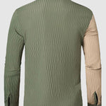 Men's Color Block Patchwork Oversized Casual Long Sleeve Shirt