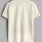 Geometric Retro Jacquard Polo + Casual Shorts 2-piece set-Beige