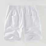 Short Sleeve Stand Collar Shirt & Linen Drawstring Shorts