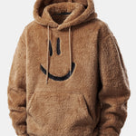 3 Pieces Smiley Face Embroidered Teddy Hoodie