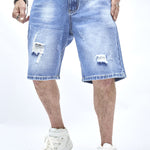 Ripped straight jeans - shorts