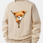 Zipper Bear Print Relax Fit Sweatshirt