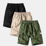 3 Pieces Solid Color Cargo Drawstring Shorts