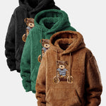 3 Pieces Bear Embroidered Patch Teddy Hoodie