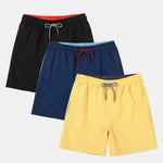 3 Pieces Contrast Waistband Swim Shorts