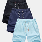 3 Pieces Linen Drawstring Shorts