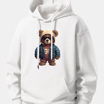 Bear In Leather Jacket Print Relax Fit Hoodie